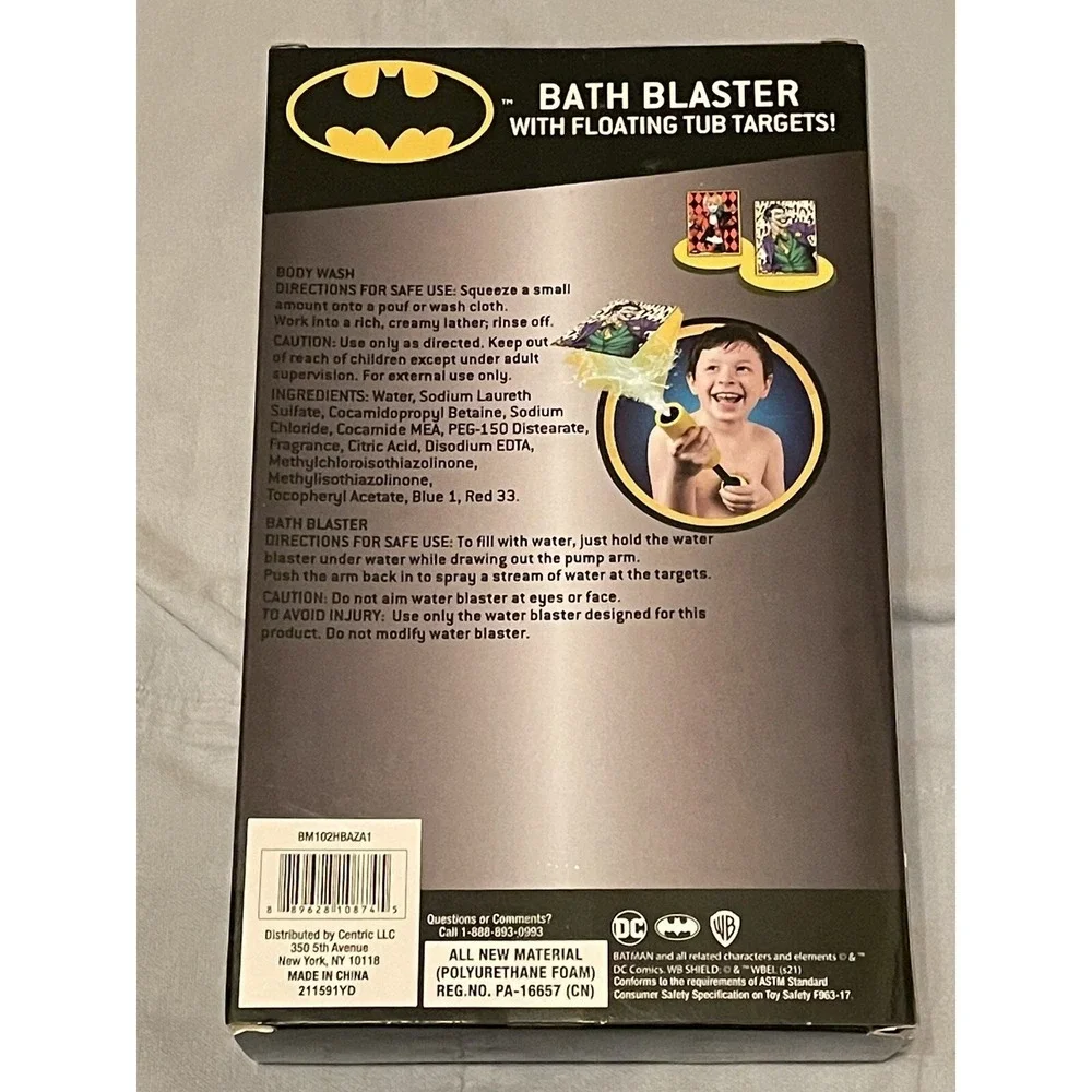 NEW Batman Bath Blaster w/Floating Tub Targets Body‎ Wash 5 Piece Set
